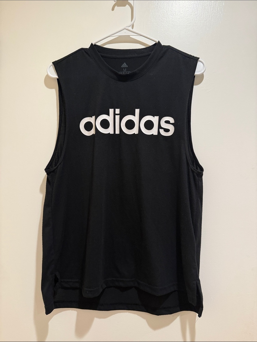 adidas Black Tank Top with White Logo